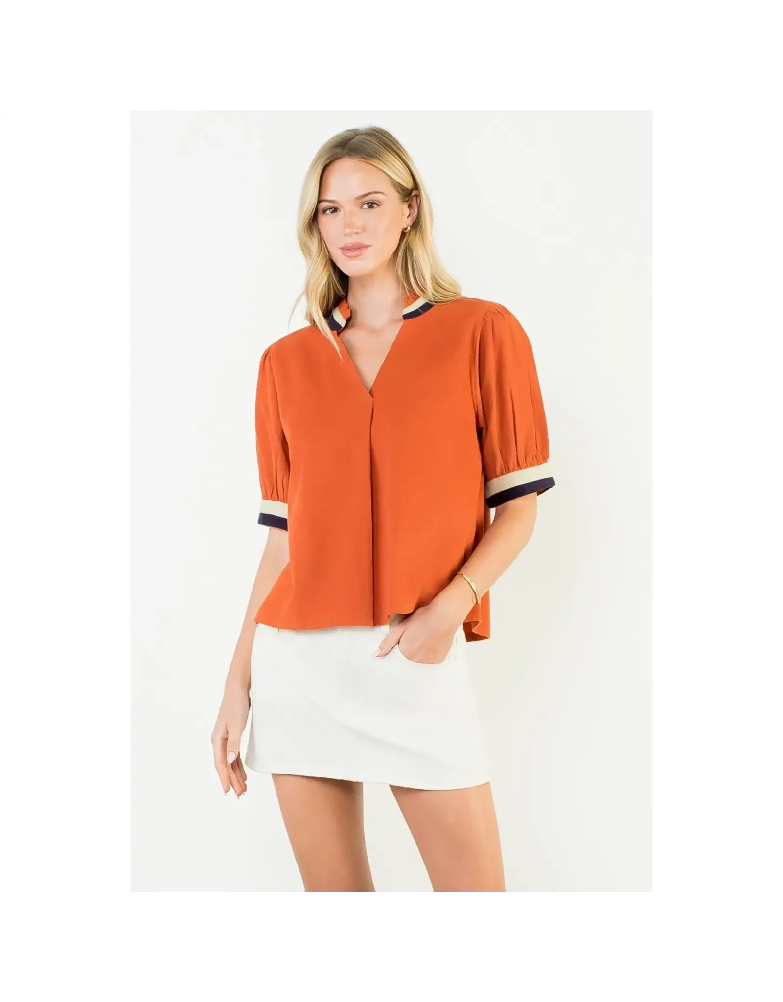 SSLV CORDUROY VNECK TOP