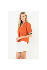 SSLV CORDUROY VNECK TOP