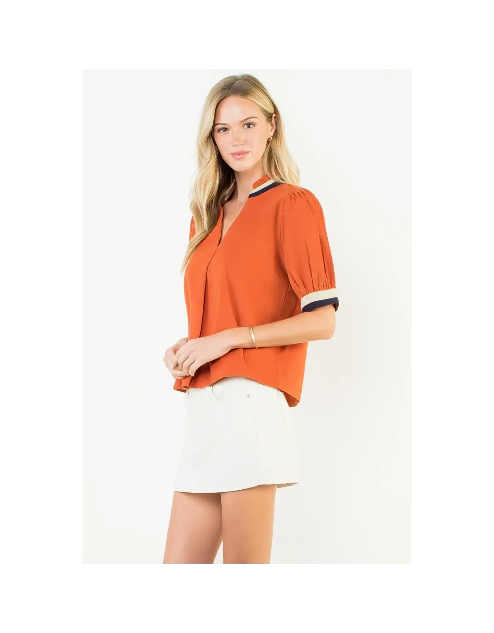 SSLV CORDUROY VNECK TOP