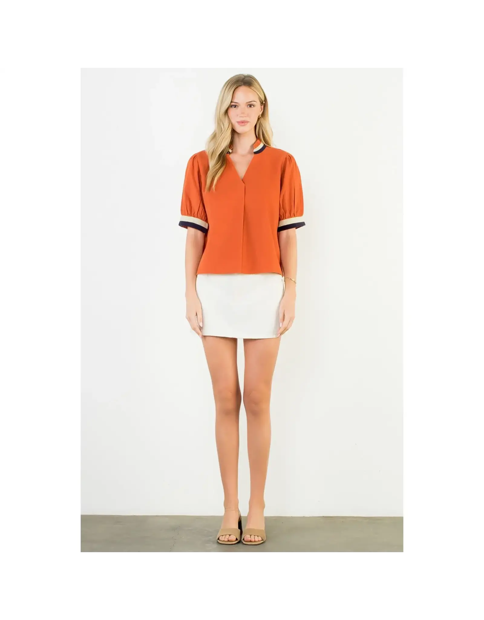 SSLV CORDUROY VNECK TOP