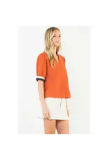 SSLV CORDUROY VNECK TOP