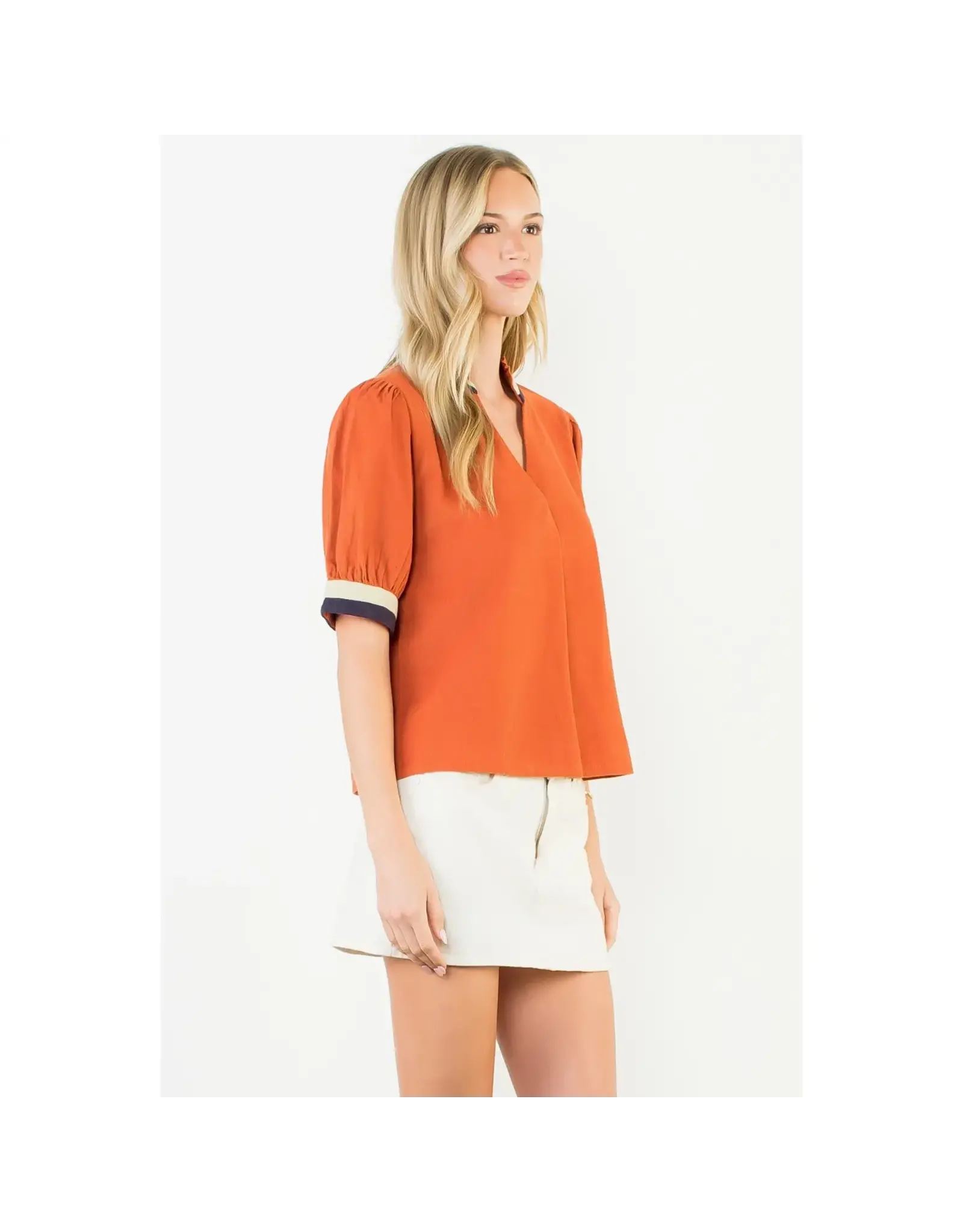 SSLV CORDUROY VNECK TOP