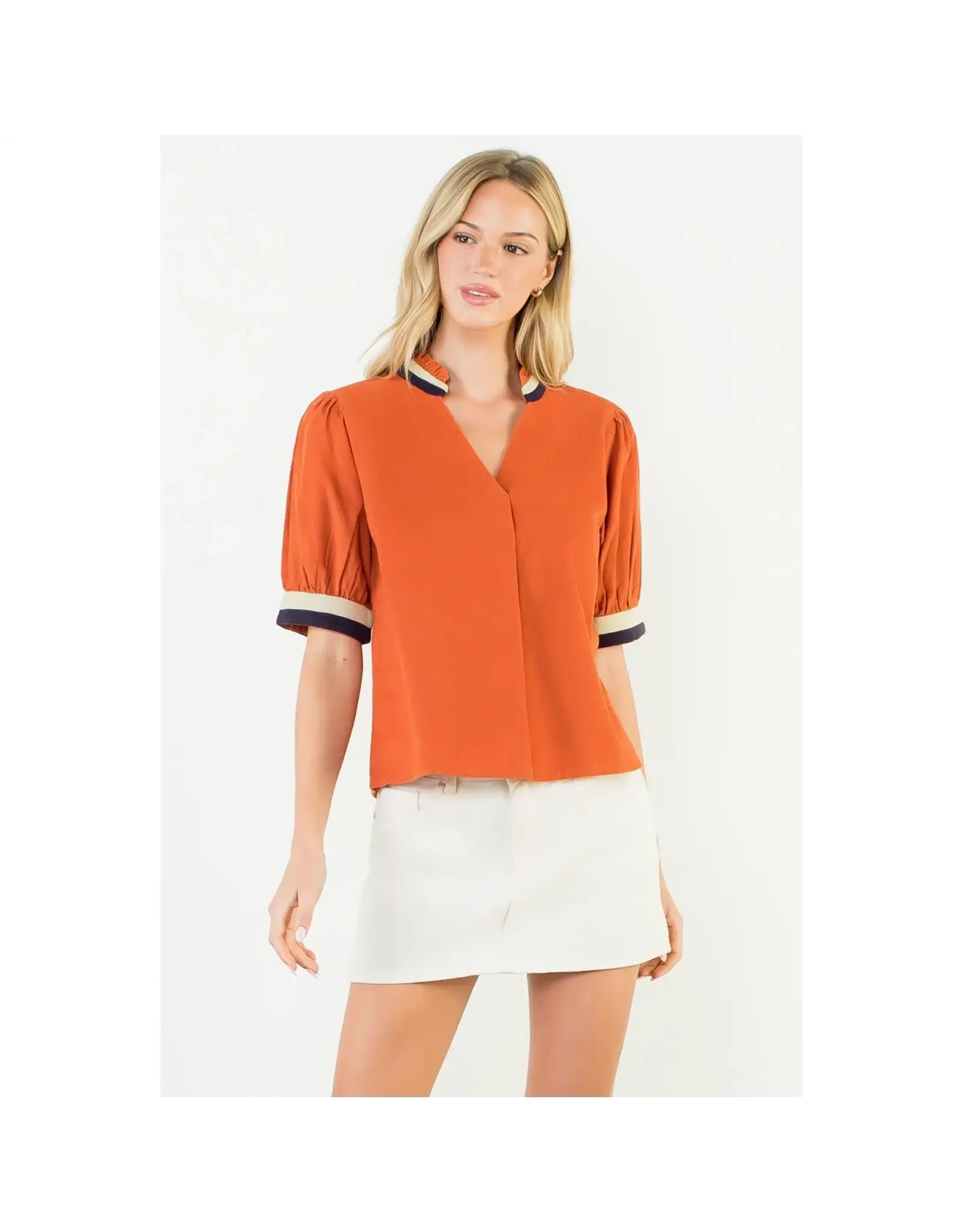 SSLV CORDUROY VNECK TOP