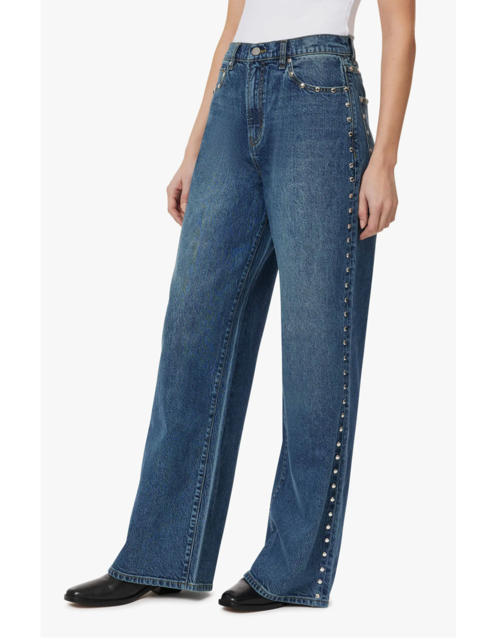 WIDE LEG STUDDED SLOUCH JEAN