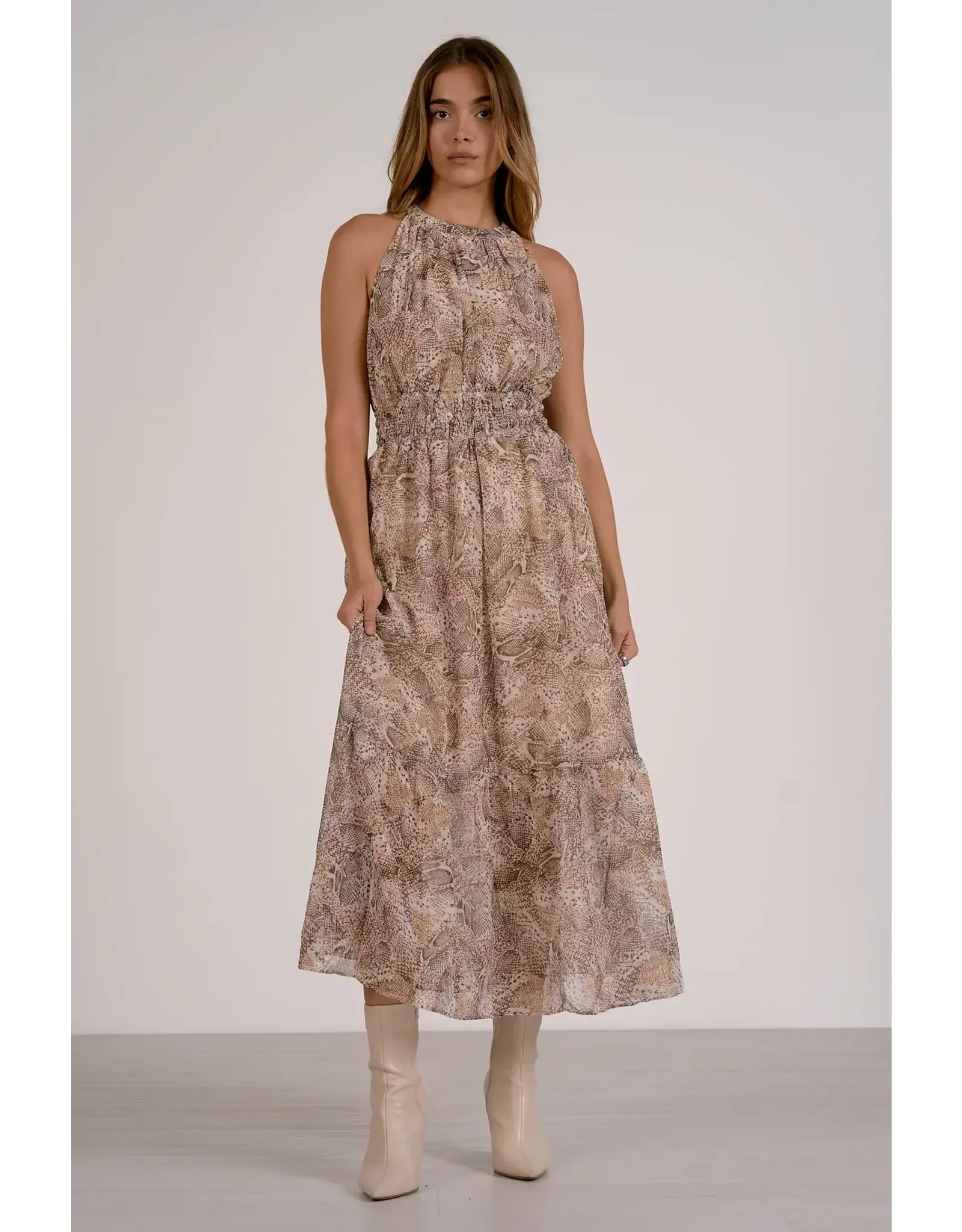 SNAKE SKIN PATTERNED MIDI