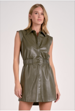 SLVLESS ELASTIC WAIST FAUX MINI