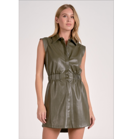 SLVLESS ELASTIC WAIST FAUX MINI