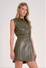 SLVLESS ELASTIC WAIST FAUX MINI