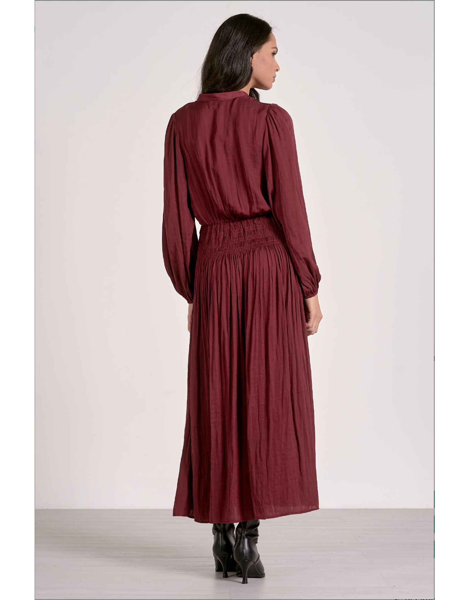 MARIA SILKY LSLV MIDI DRESS