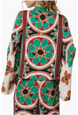 FLORAL LSLV SILK BLOUSE