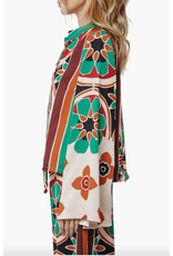 FLORAL LSLV SILK BLOUSE