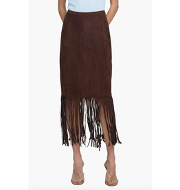 SUEDE FRINGE MIDI SKIRT