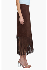 SUEDE FRINGE MIDI SKIRT
