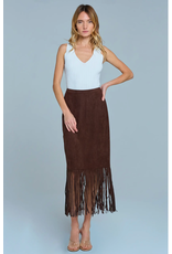 SUEDE FRINGE MIDI SKIRT
