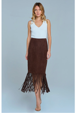 SUEDE FRINGE MIDI SKIRT