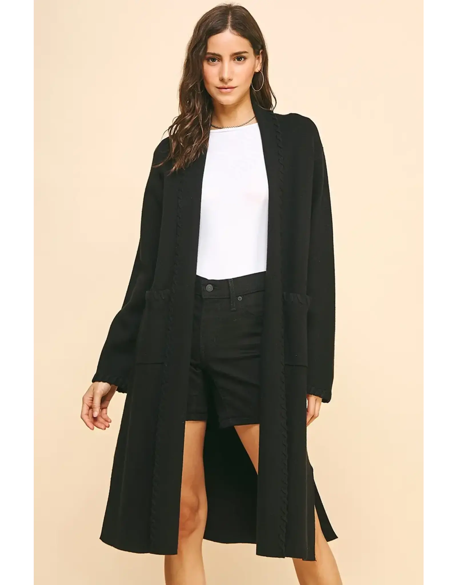EDGE DETAIL OPEN KNIT CARDIGAN