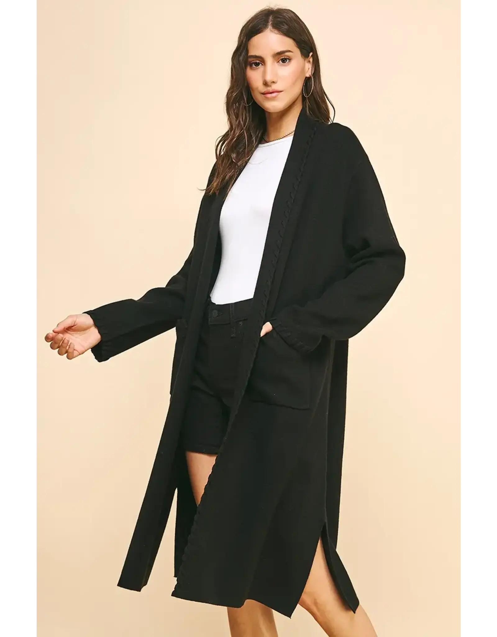 EDGE DETAIL OPEN KNIT CARDIGAN