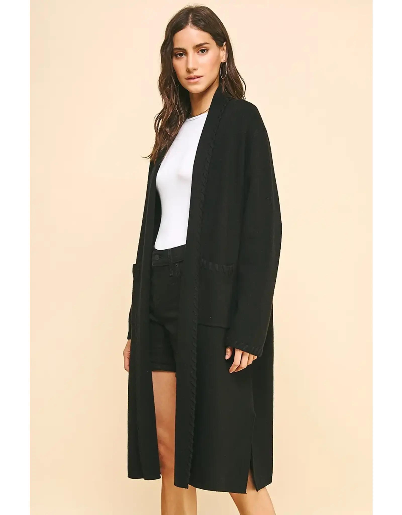 EDGE DETAIL OPEN KNIT CARDIGAN