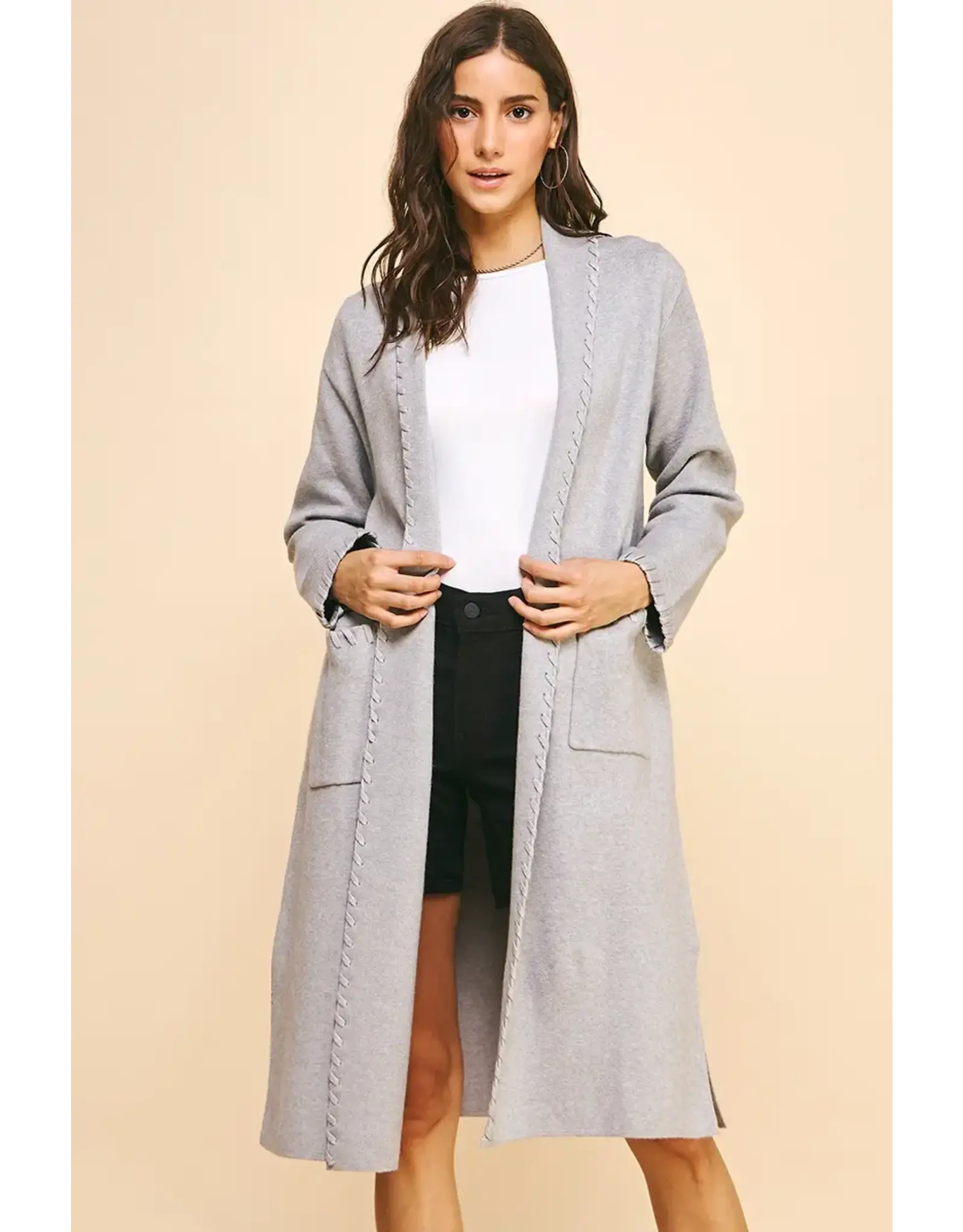 EDGE DETAIL OPEN KNIT CARDIGAN
