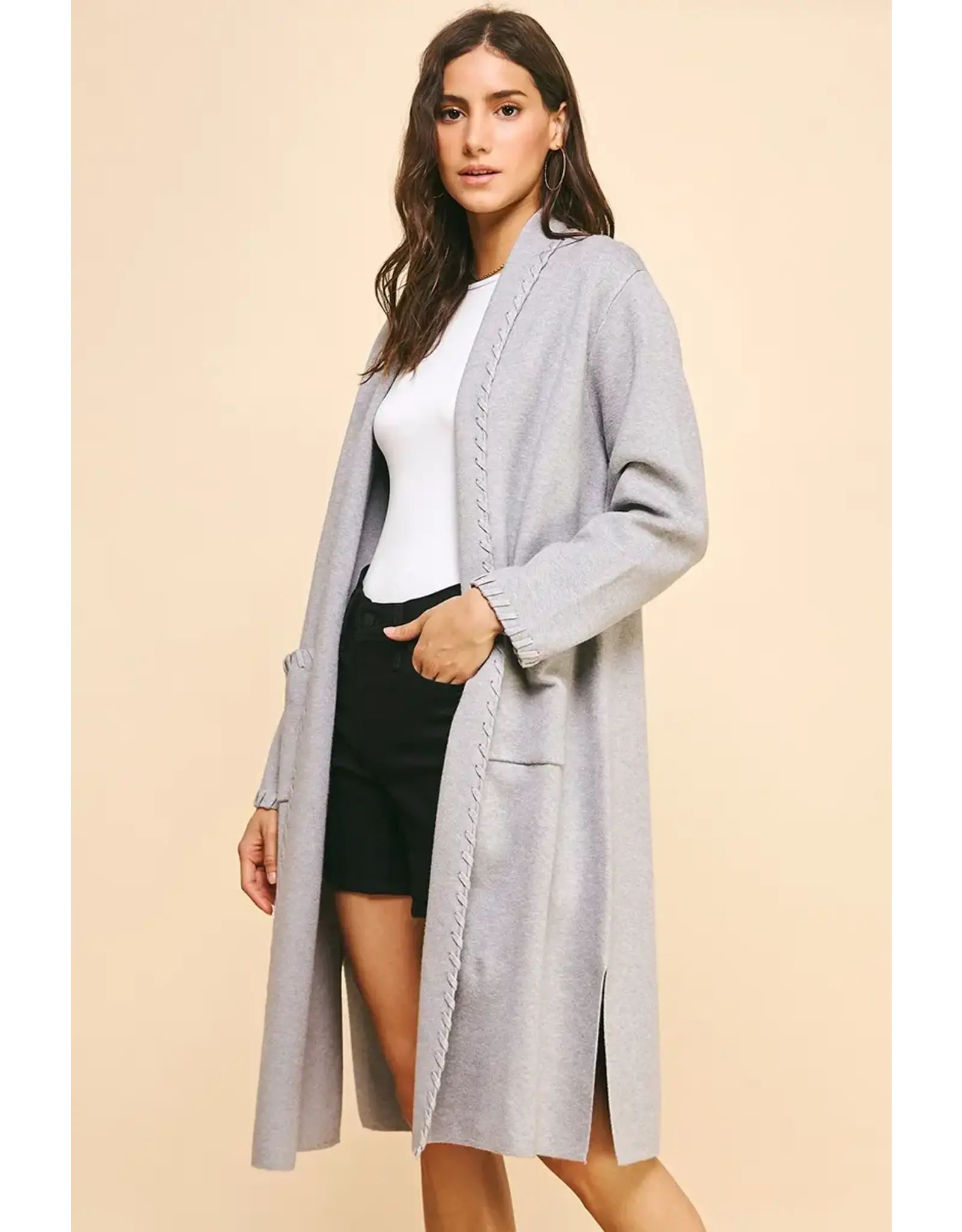 EDGE DETAIL OPEN KNIT CARDIGAN