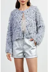 FEATHERED SEQUIN CROP JACKET