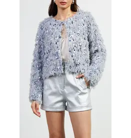 FEATHERED SEQUIN CROP JACKET