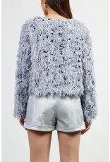 FEATHERED SEQUIN CROP JACKET