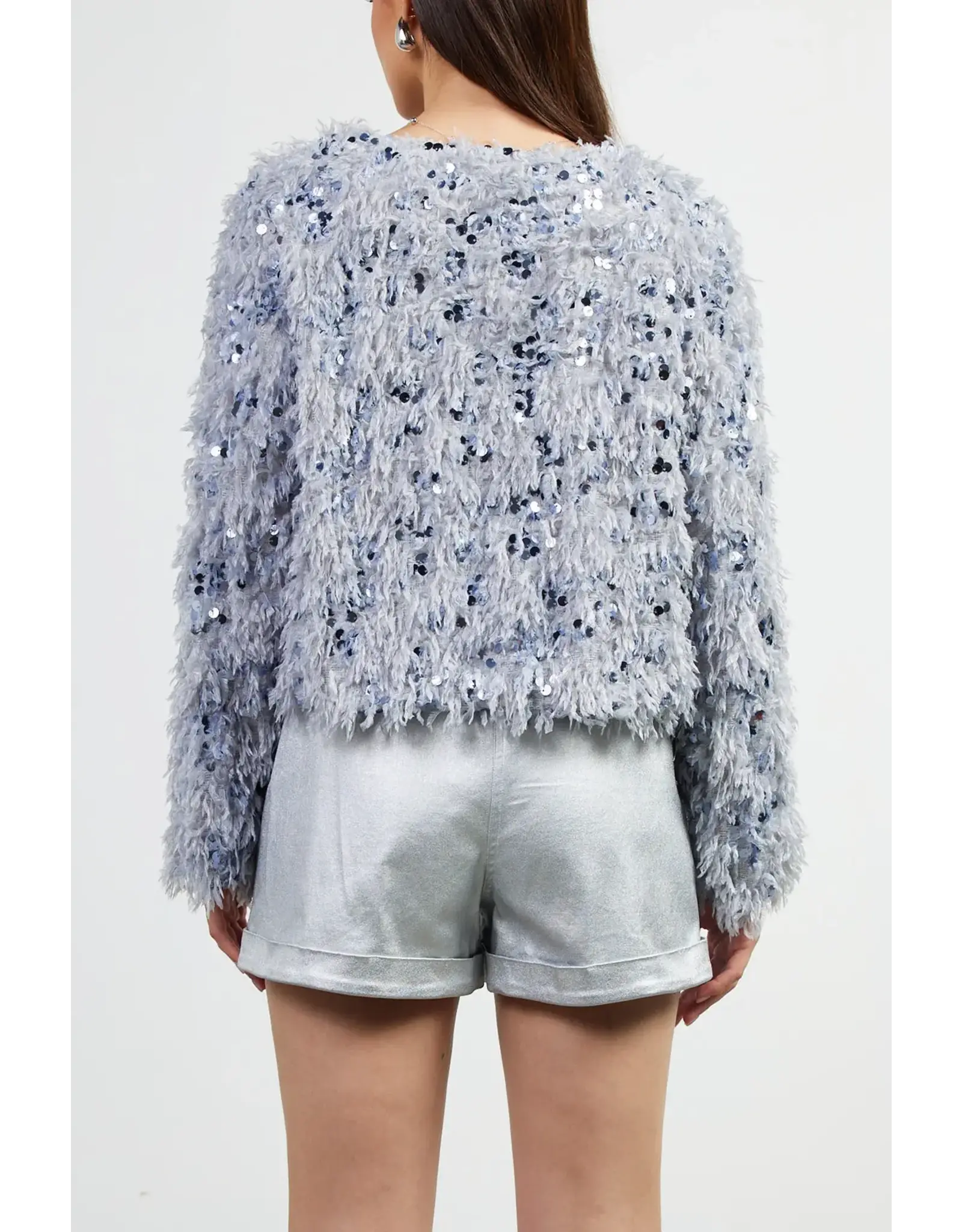 FEATHERED SEQUIN CROP JACKET