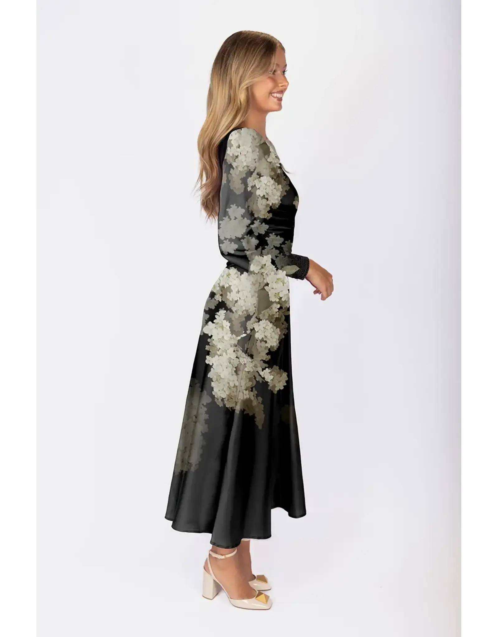 YAKIRA BELLA AUDRY DRESS LSLV RUSHED WAIST