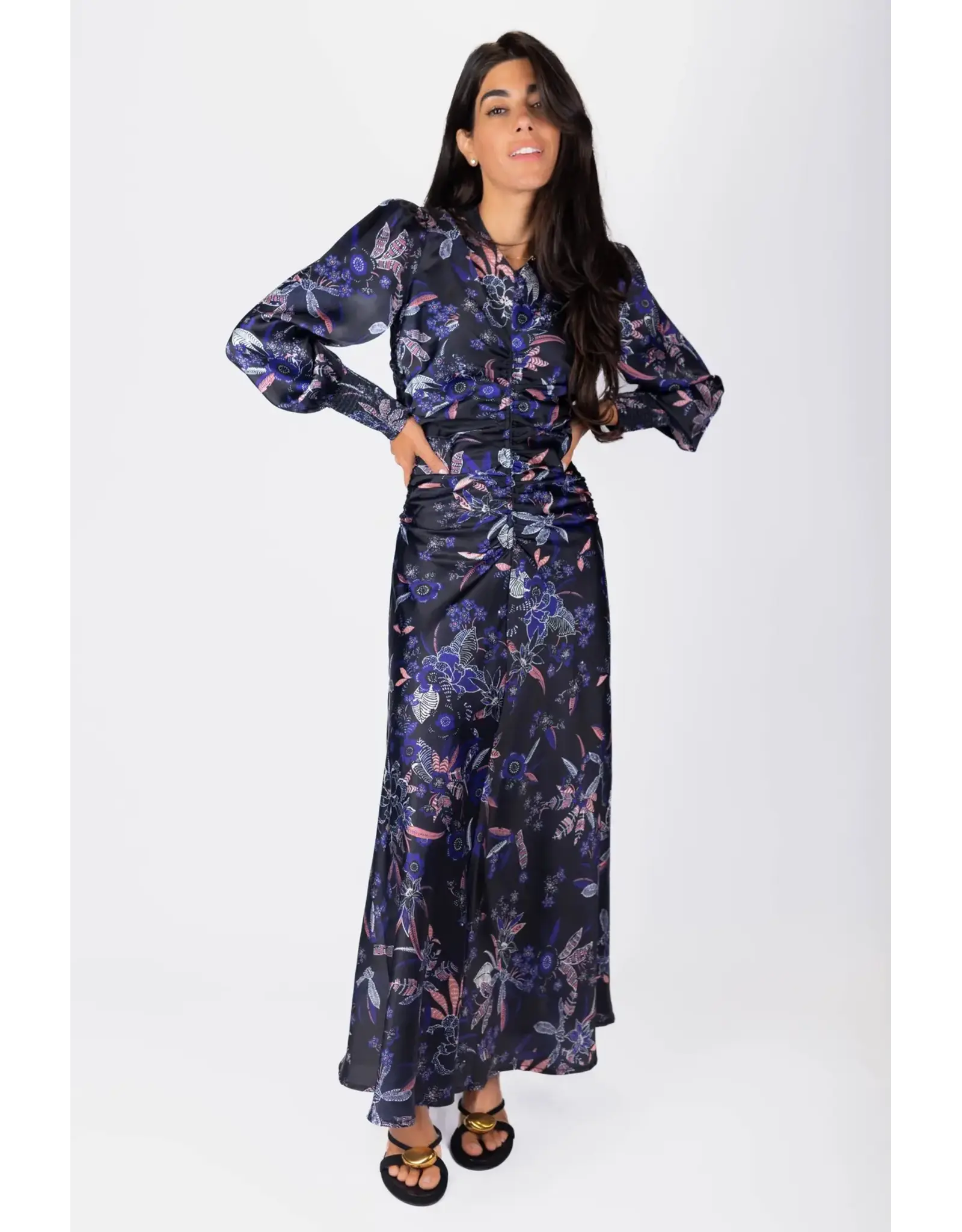 YAKIRA BELLA AUDRY DRESS LSLV RUSHED WAIST