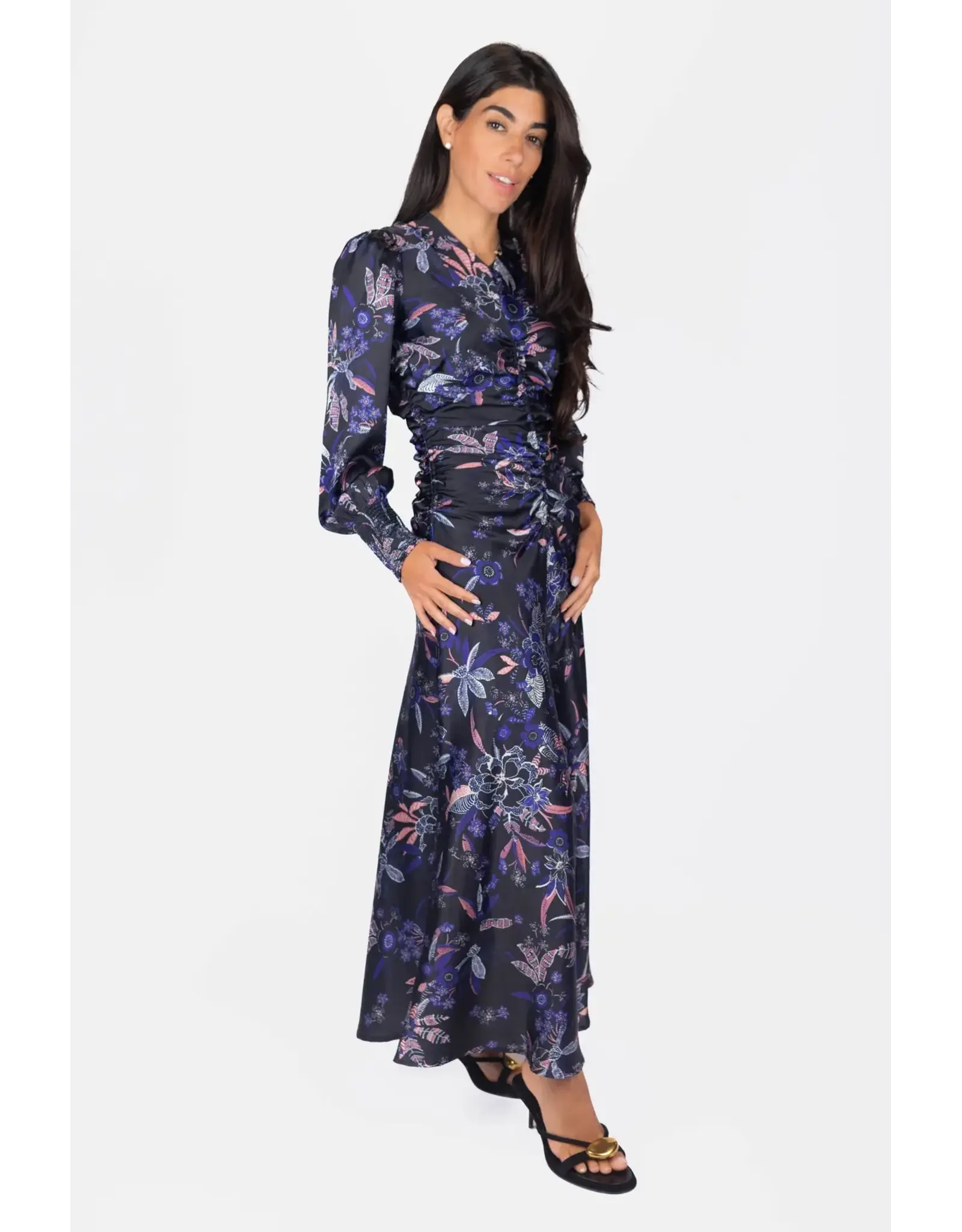 YAKIRA BELLA AUDRY DRESS LSLV RUSHED WAIST