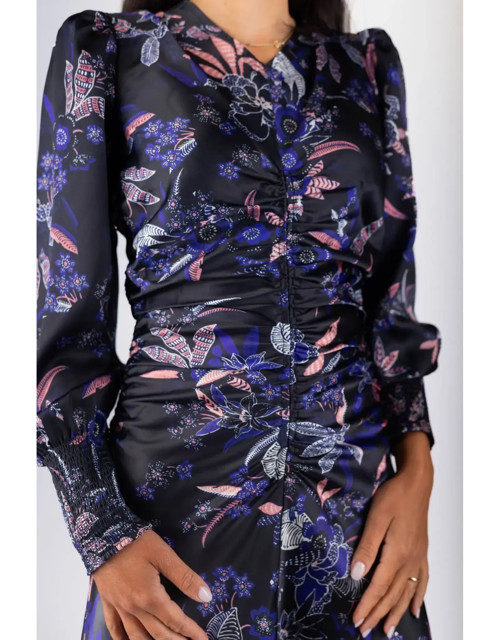 YAKIRA BELLA AUDRY DRESS LSLV RUSHED WAIST