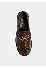 CROC LOAFERS WITH GOLD BOW