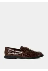 CROC LOAFERS WITH GOLD BOW
