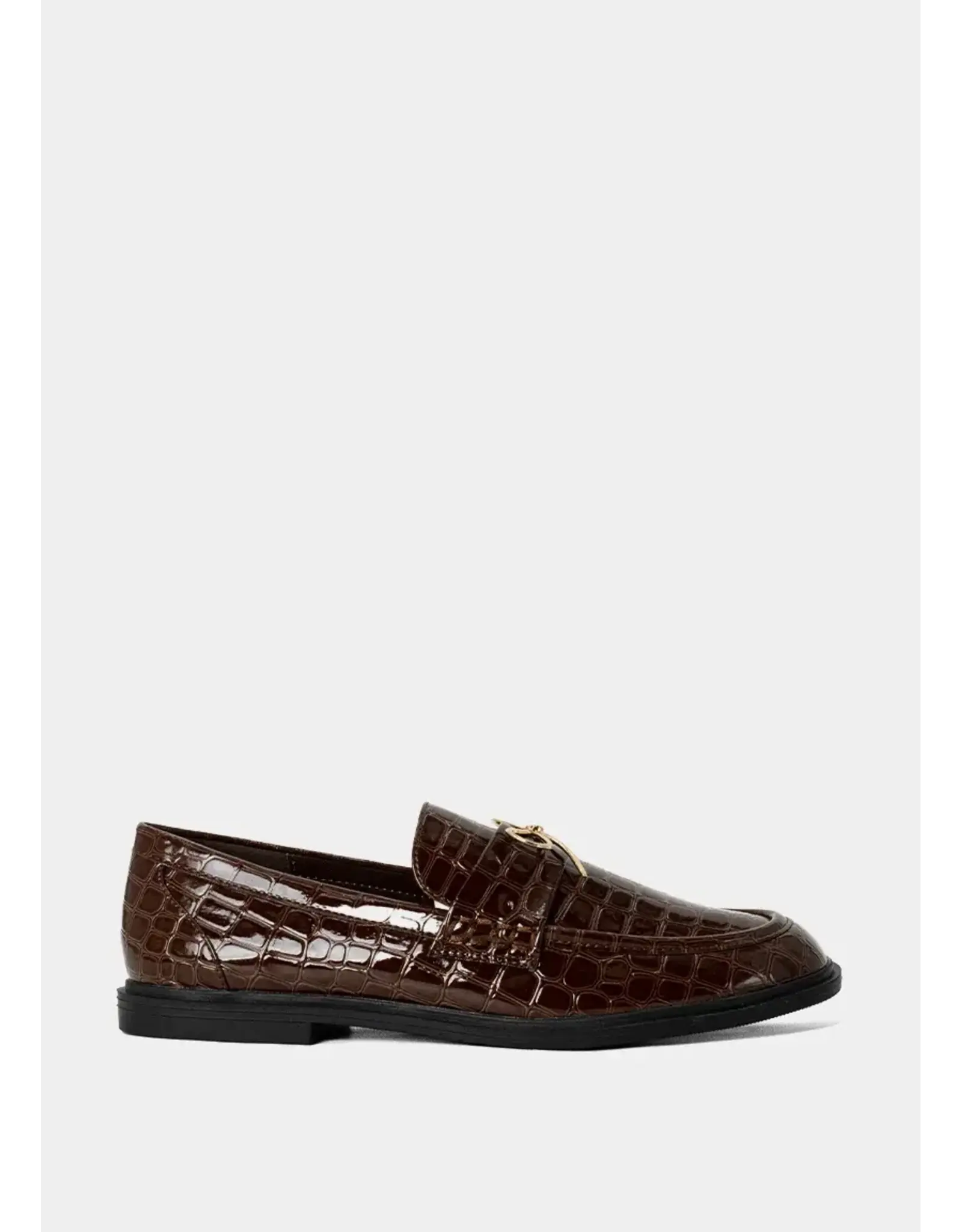 CROC LOAFERS WITH GOLD BOW