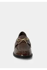 CROC LOAFERS WITH GOLD BOW