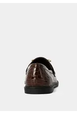 CROC LOAFERS WITH GOLD BOW