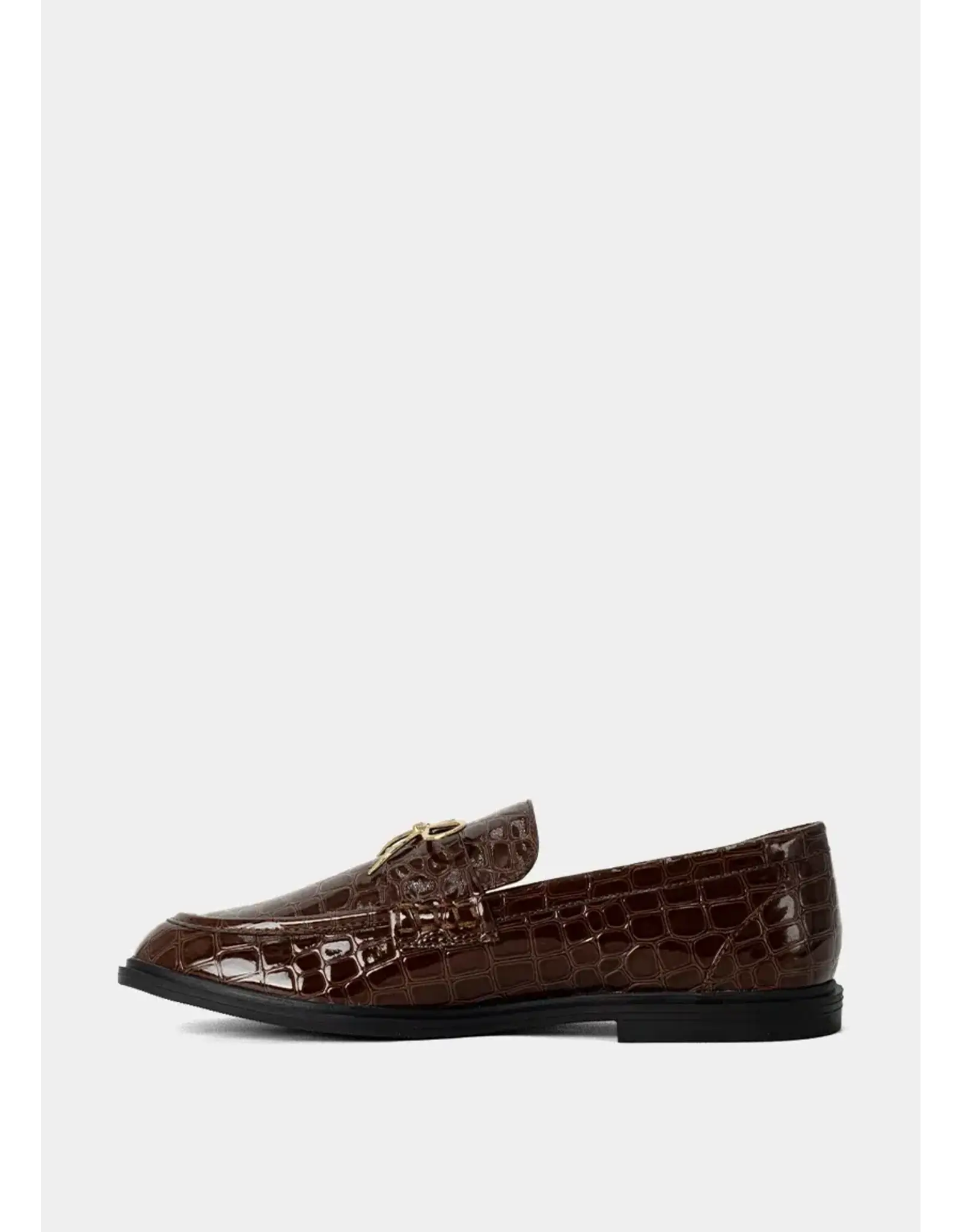CROC LOAFERS WITH GOLD BOW
