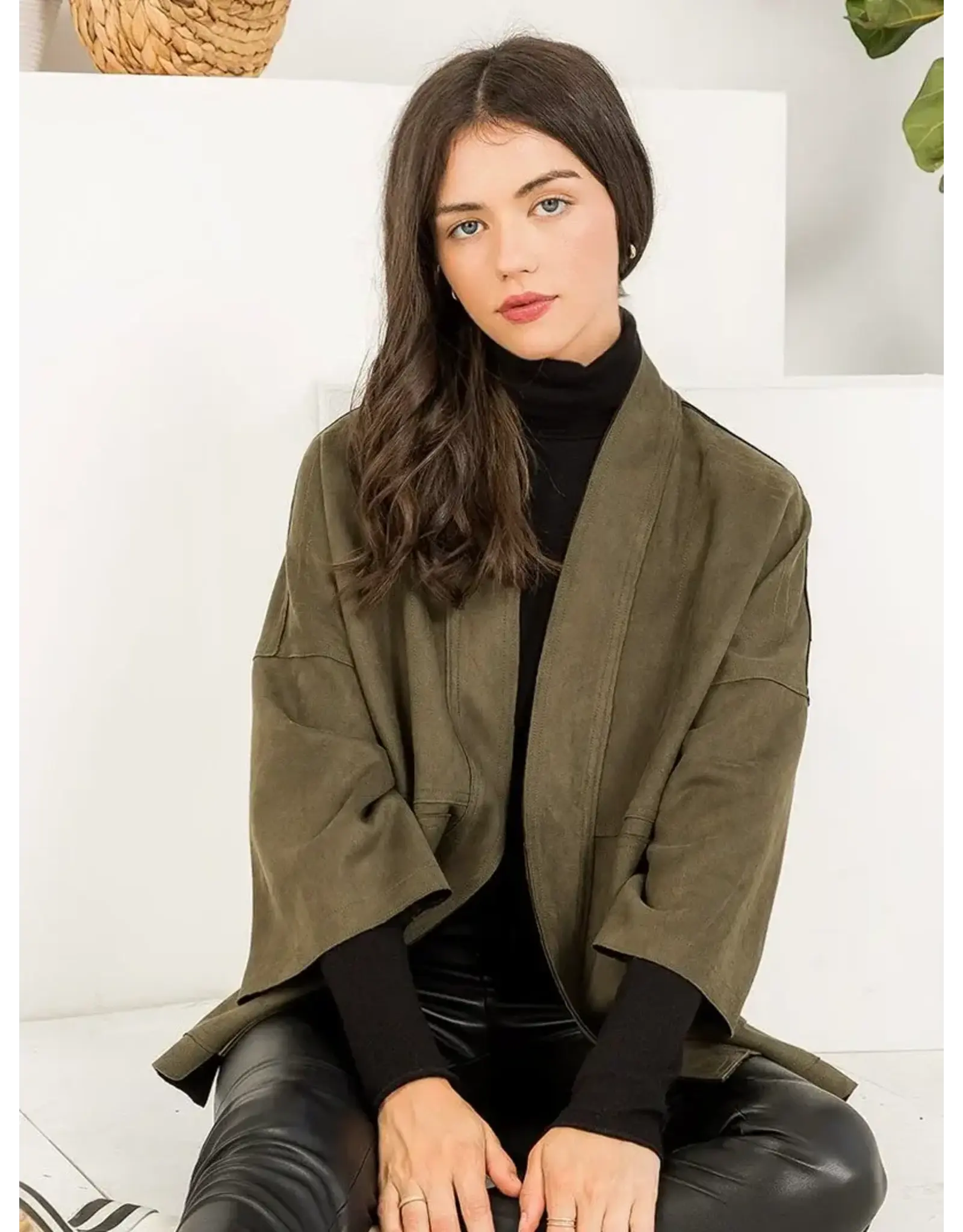 3/4 SLEEVE SUEDE JACKET