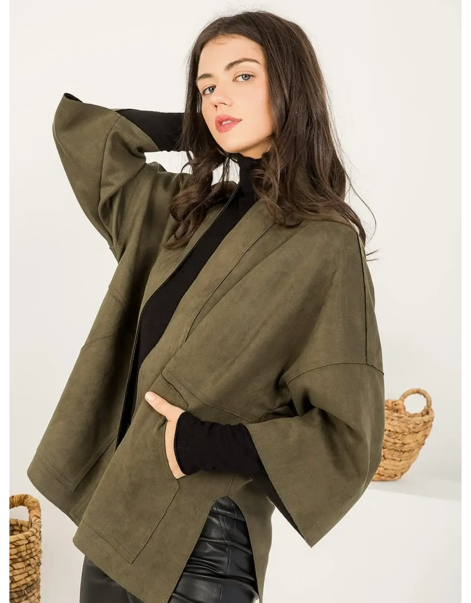 3/4 SLEEVE SUEDE JACKET