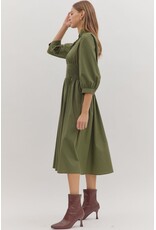 3/4 SLEEVE ZIPPER FRONT MIDI