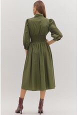 3/4 SLEEVE ZIPPER FRONT MIDI