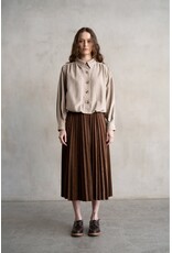 ELASTIC WAIST PLEATED MIDI SKIRT