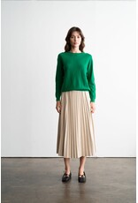 ELASTIC WAIST PLEATED MIDI SKIRT