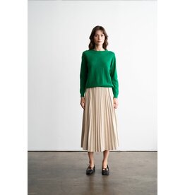 ELASTIC WAIST PLEATED MIDI SKIRT