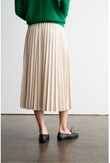 ELASTIC WAIST PLEATED MIDI SKIRT