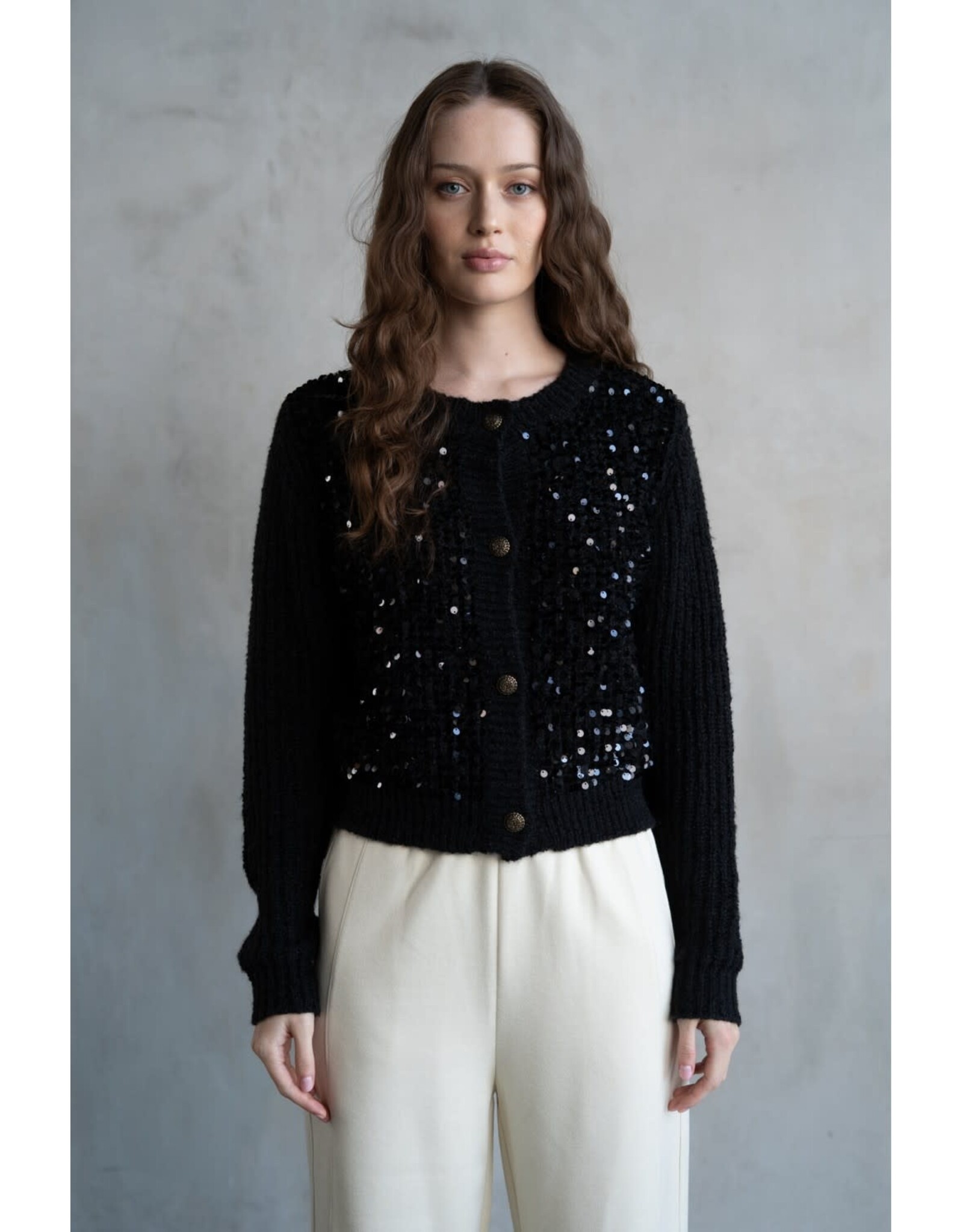 SEQUINED SWEATER CARDIGAN