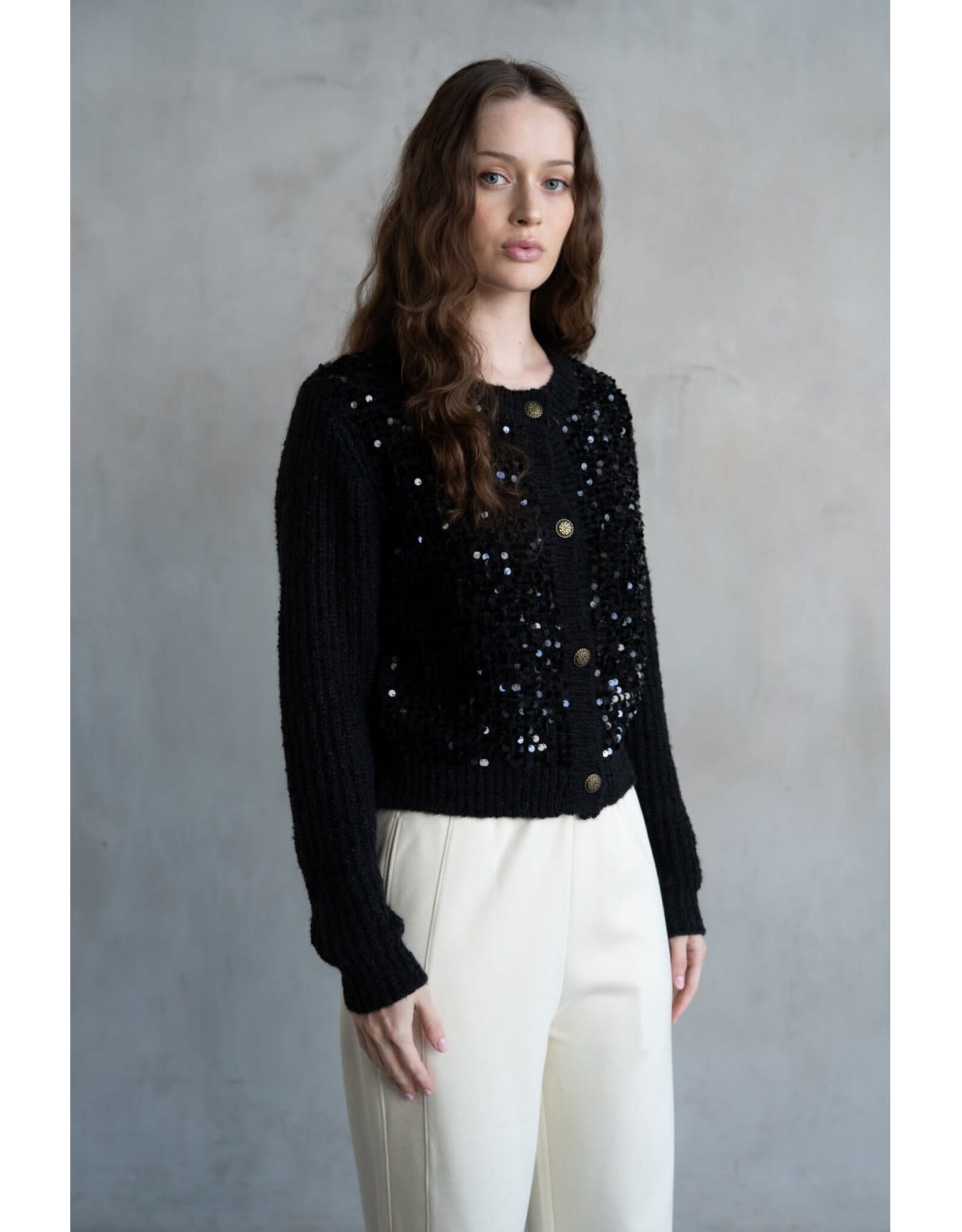 SEQUINED SWEATER CARDIGAN