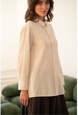 COTTON BUTTON DOWN STRIPED BLOUSE