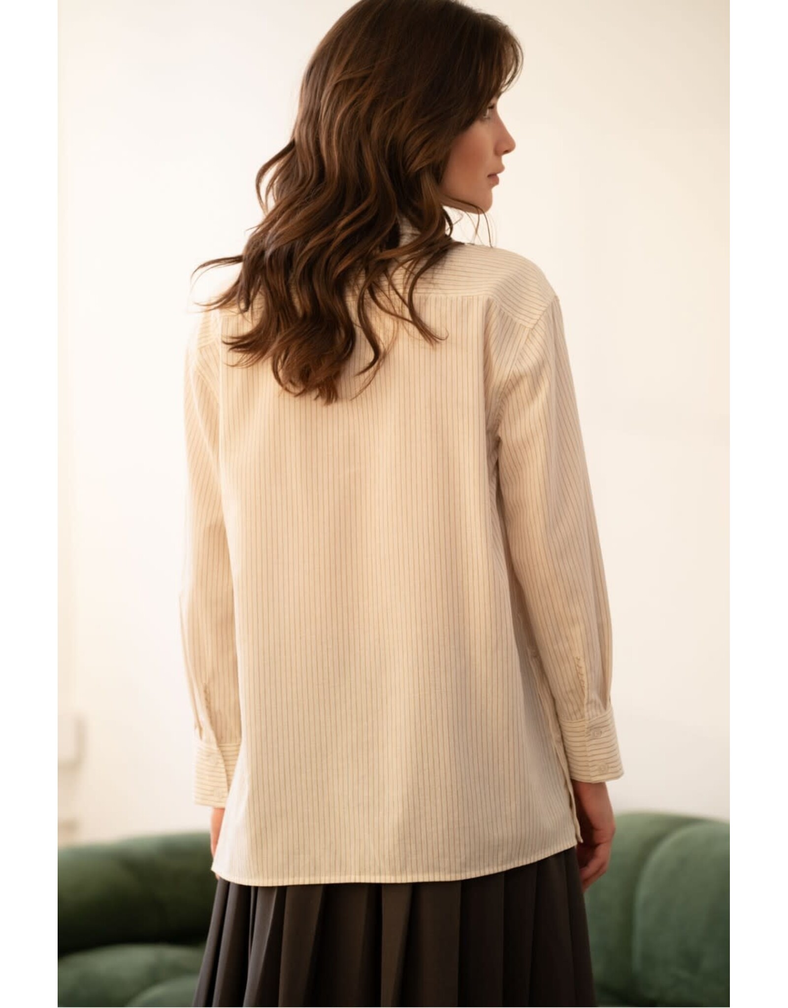 COTTON BUTTON DOWN STRIPED BLOUSE